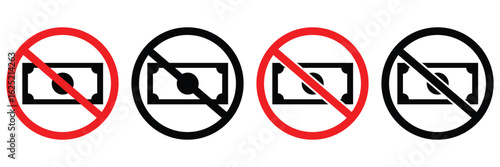 No Money Vector Icon – Financial Crisis, Payment Rejection and Economy Warning Symbol