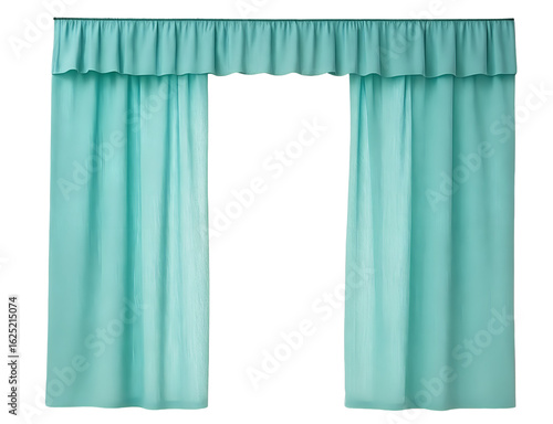 turquoise curtains isolated on white