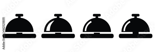 Classic Hotel Service Bell Icon – Vector Illustration of Reception Call Bell with Dome and Button 