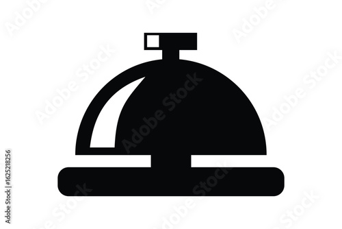 Classic Hotel Service Bell Icon – Vector Illustration of Reception Call Bell with Dome and Button 