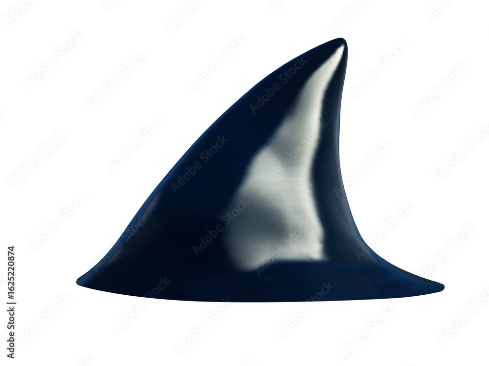 Fototapeta premium Shark fin on transparent background. 3D illustration