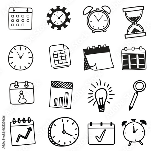 Simple line icons of time delete calendar web mail and cloud storage | Premium AI-generated vector design