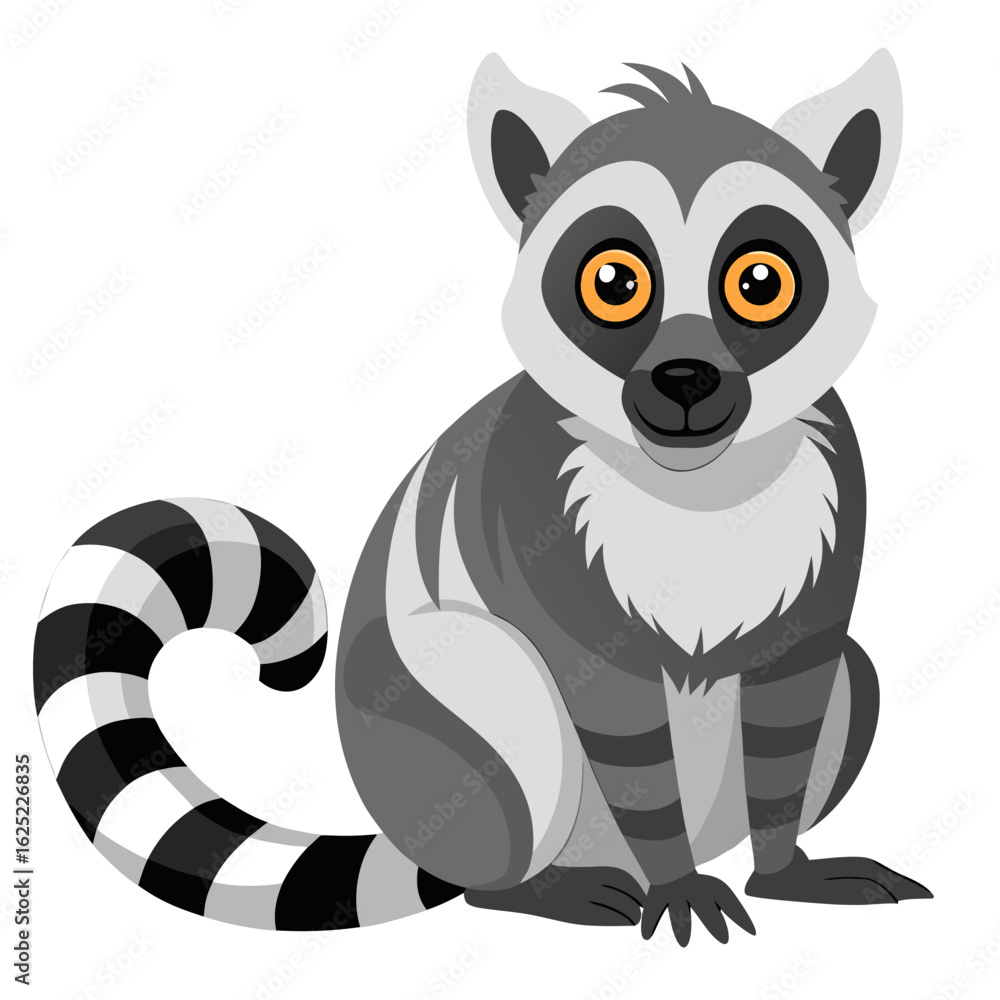 Fototapeta premium black and white cartoon lemur