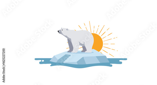 Polar Bear on a Melting Iceberg