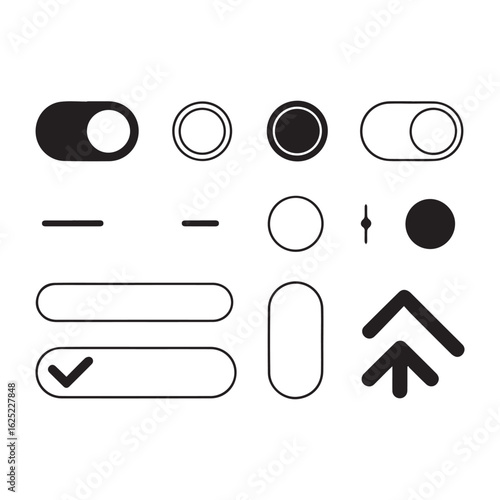 User Interface Elements Collection of Icons and Buttons for Mobile App Design and Website Development