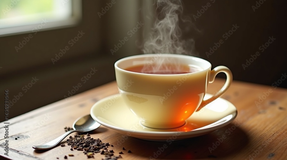 Fototapeta premium cup of coffee on the wooden table. 