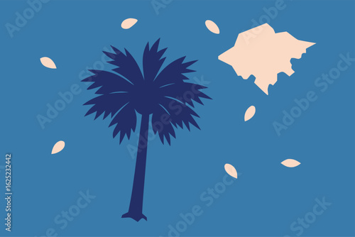 South Carolina Palmetto Petals close-up, natural floral texture, green leaf detail, botanical nature background, vibrant foliage, outdoor plant pattern, detailed macro photography