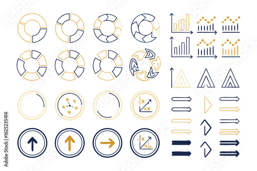 Dynamic Data Visualization: A diverse array of intricate infographics, chart elements, and design components come to life, providing an insightful overview of statistical data.