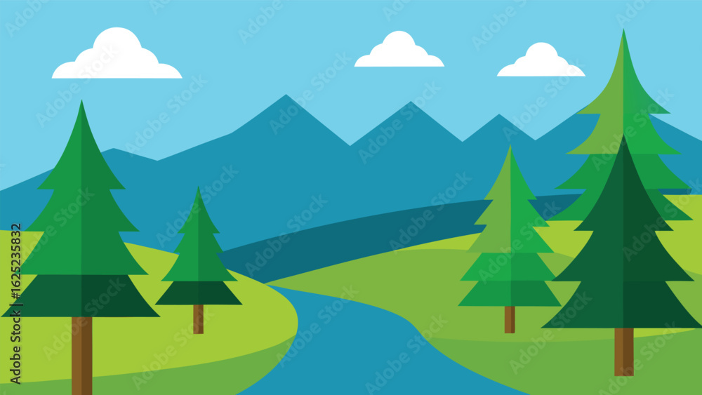 Obraz premium winter landscape with trees and mountains