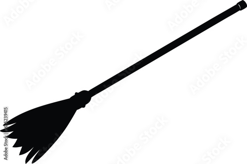 Halloween broomstick silhouette vector