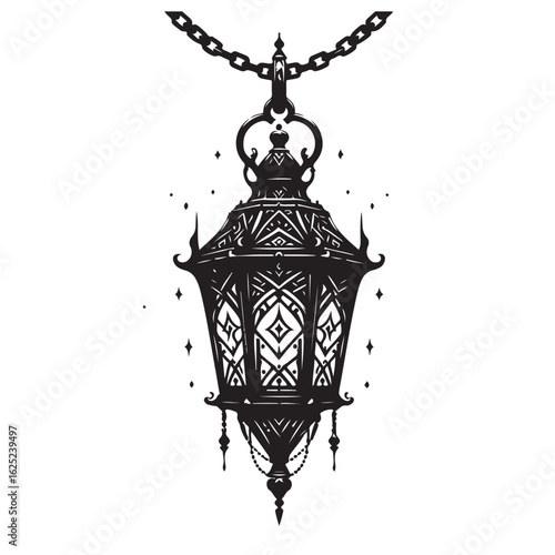 Elegant hanging lantern silhouette design for festive occasions