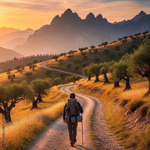man walking in the mountains