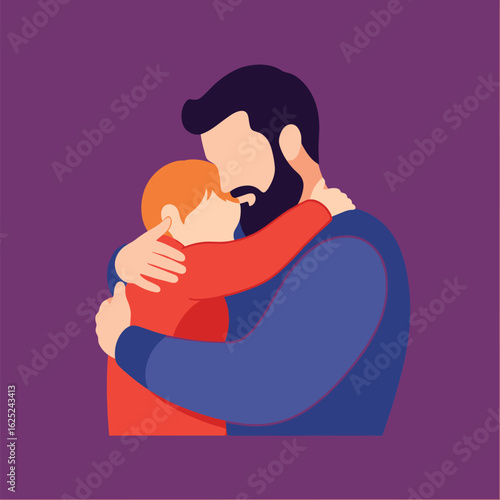 A father holds his child close embracing their son with love and affection a tender moment