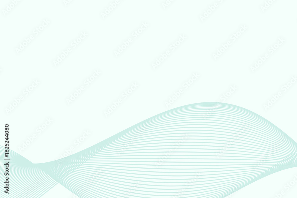Naklejka premium Minimalist Abstract Wave Background: Elegant Horizontal Cyan Curved Lines on Light Pastel Background