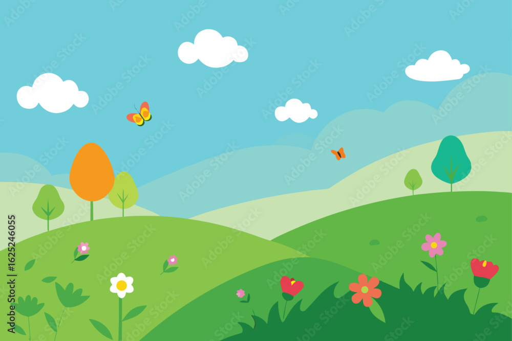 Fototapeta premium summer landscape with flowers