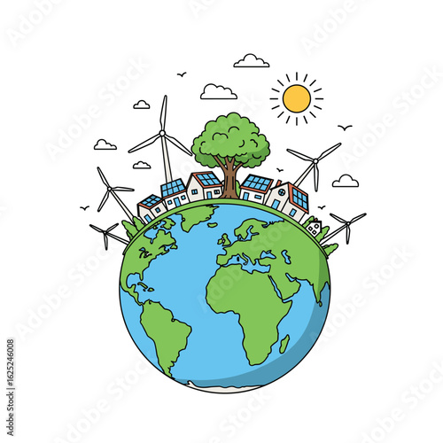 Sustainable green energy powering earth with renewable resources and clean technologies for a healthy planet