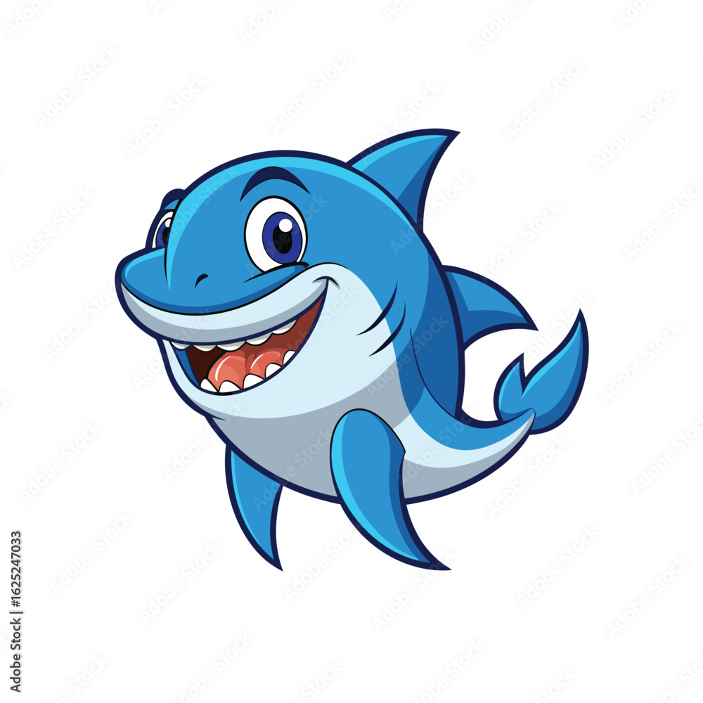 funny shark cartoon isolated on white background funny shark cartoon isolated on white background