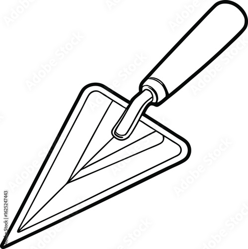 Simple Black and White Illustration of a Trowel.