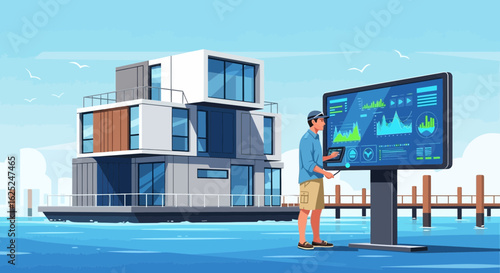 Modern Living With Technology On Floating Modular Home Architecture