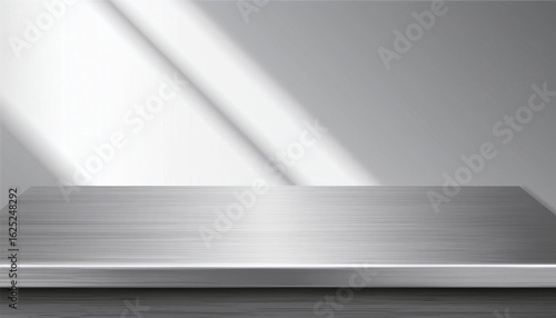 Wallpaper Mural Minimalist metallic surface and clean wall background with soft diagonal lighting. Ideal mockup scene for product display, branding, or design presentations in a modern environment. Torontodigital.ca