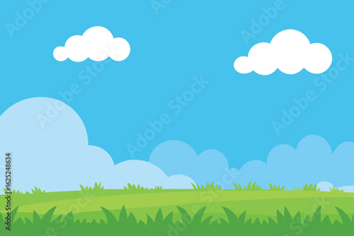 green field and blue sky