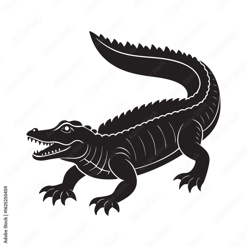 Obraz premium American alligator silhouette reptile wildlife illustration