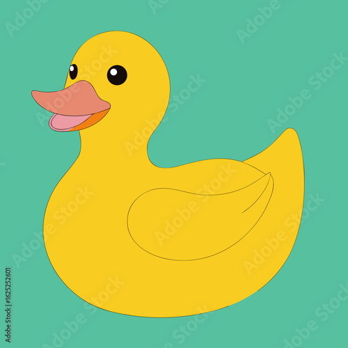 “Bath toy rubber duck isolated with copy space, ideal for nursery and parenting themes.”