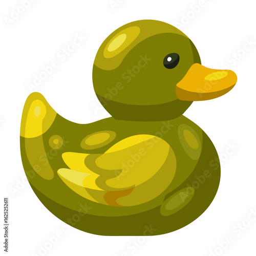 “Cheerful rubber ducky toy on white background, perfect for child care and toy advertisements.”