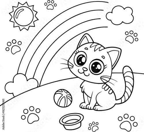 cat coloring page vector design
