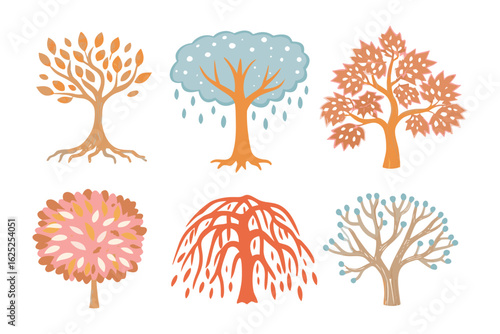 Arboreal Tapestry: An artful assortment of meticulously illustrated trees, each a unique masterpiece of design. Embracing an array of styles, they celebrate the diversity of nature's architecture.
