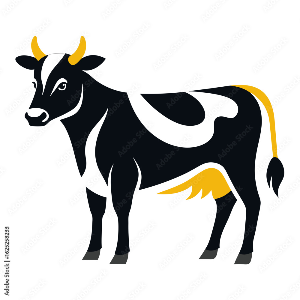Elegant Design Cow Vector Style on White Elegant Design Cow Vector Style on White