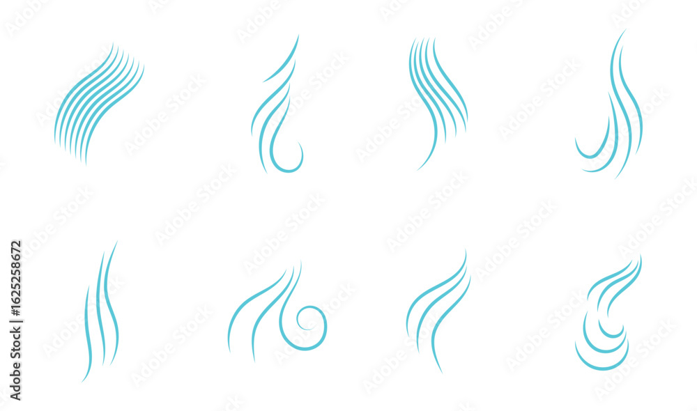 Αυτοκόλλητο Fire steam or Line smoke doodle hand drawn set