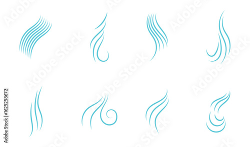 Fire steam or Line smoke doodle hand drawn set. smell waves from food or coffee and beverages sketch style.