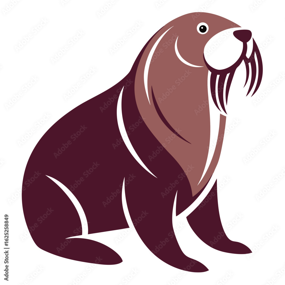 Obraz premium Elegant Design Walrus Vector Style on White