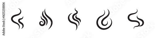 Smoke vector illustration. Smoke silhouette. Steam symbols. Smoking and steaming silhouettes