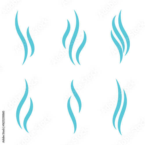 Aromas vaporize icons. Smoke, steam flat line icons set. Bad smell icon.