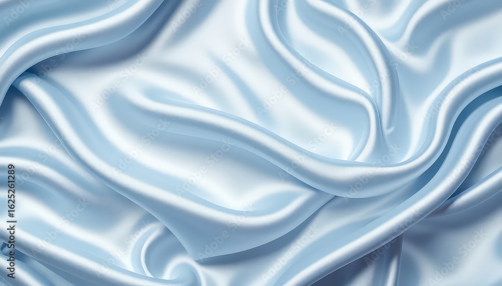Naklejka premium Pale light blue silky fabric texture with gentle folds, creates a subtle and delicate abstract background