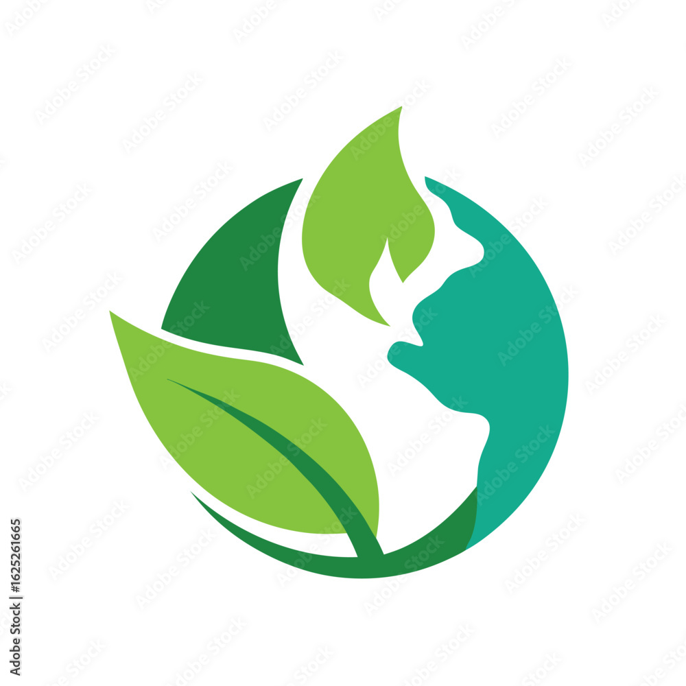 Obraz premium A green leaf circling the earth global symbolizing environmental protection and sustainability