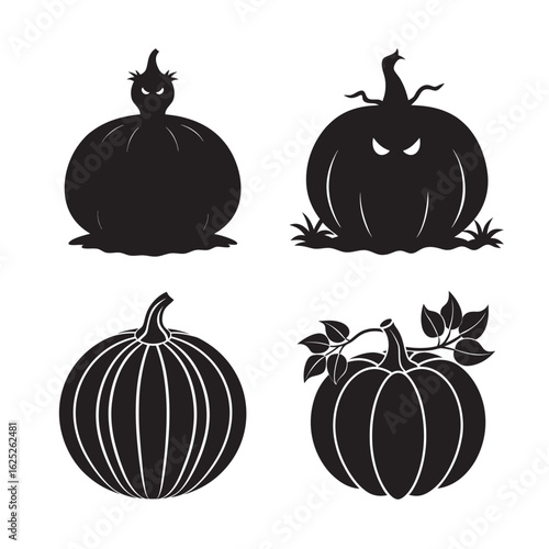 silhouette of pumpkin set bundle on the white background