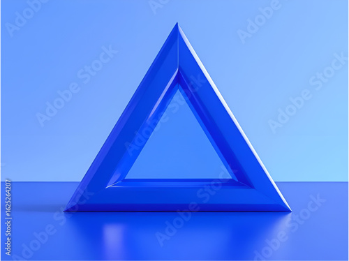 3D geometric triangle shape on pastel background. Modern abstract symbol for creativity, minimalism and futuristic design.