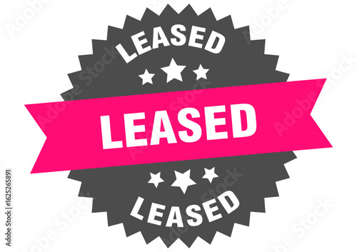 leased. leased round pink label isolated on transparent background