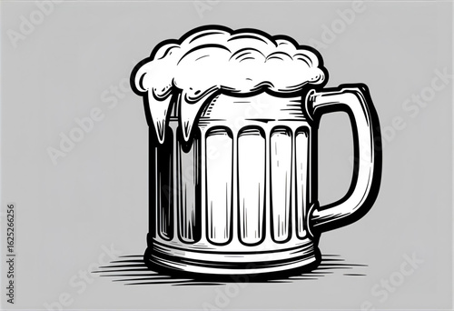 Beer mug silhouette vector illustration—classic black outline of a frothy pint, ideal for pub logos, Oktoberfest posters, bar signs, and beverage design themes.