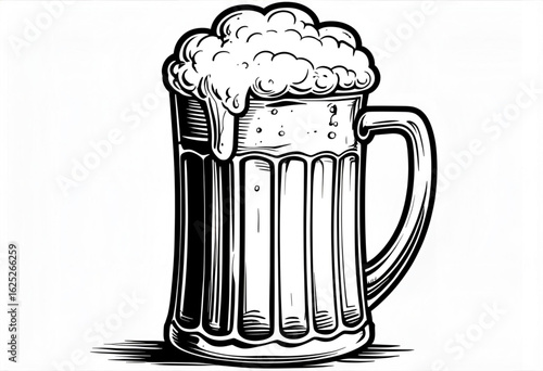 Beer mug silhouette vector illustration—classic black outline of a frothy pint, ideal for pub logos, Oktoberfest posters, bar signs, and beverage design themes.