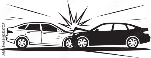Head-On Car Collision Vector Illustration