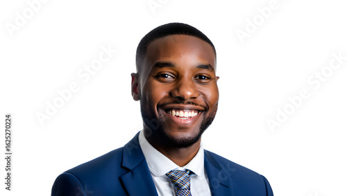 Confident African American Businessman Smiling on White Background