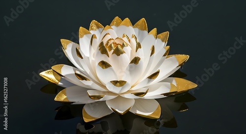 Golden Lotus Flower on Dark Water
