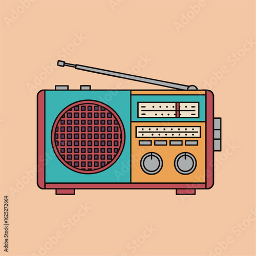 昭和レトロ_ラジオ_ミニマルフラットデザイン - ShowaRetroRadio_MinimalFlatDesign