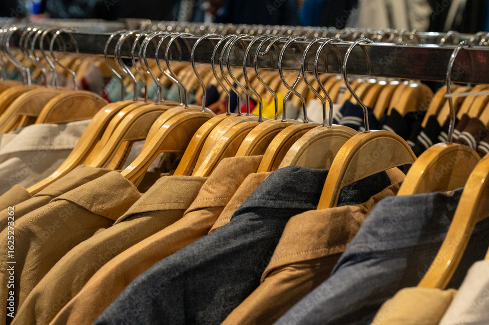 Obraz premium Men clothes hangers in a shop