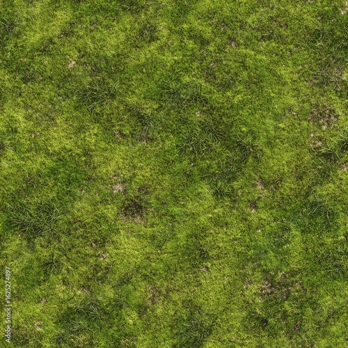Seamless texture of lush green grass with subtle dirt patches great for open-world terrain