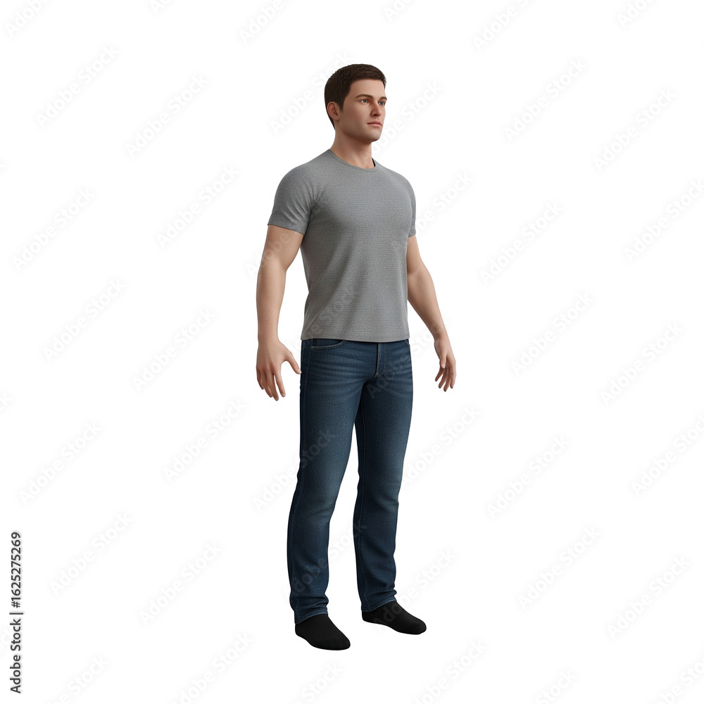 Fototapeta premium 3D Render of a Man on White Background 